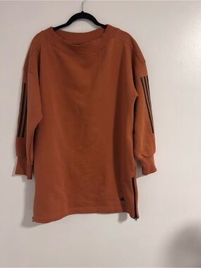 adidas Rust Orange Crewneck Sweatshirt with Subtle Trim